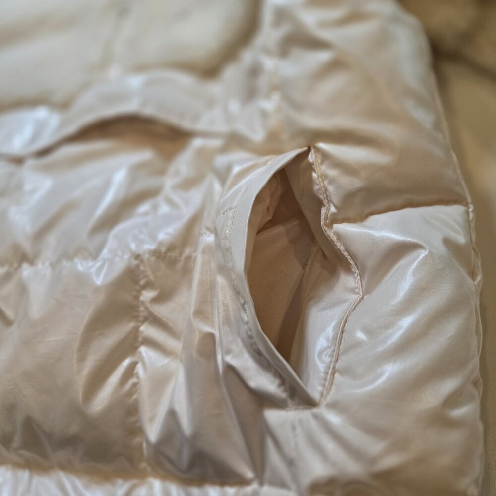 FABLETICS Nelly Mixed Media Half Zip‎ Sherpa Pullover Jacket Ivory Quilted Small - Picture 9 of 11